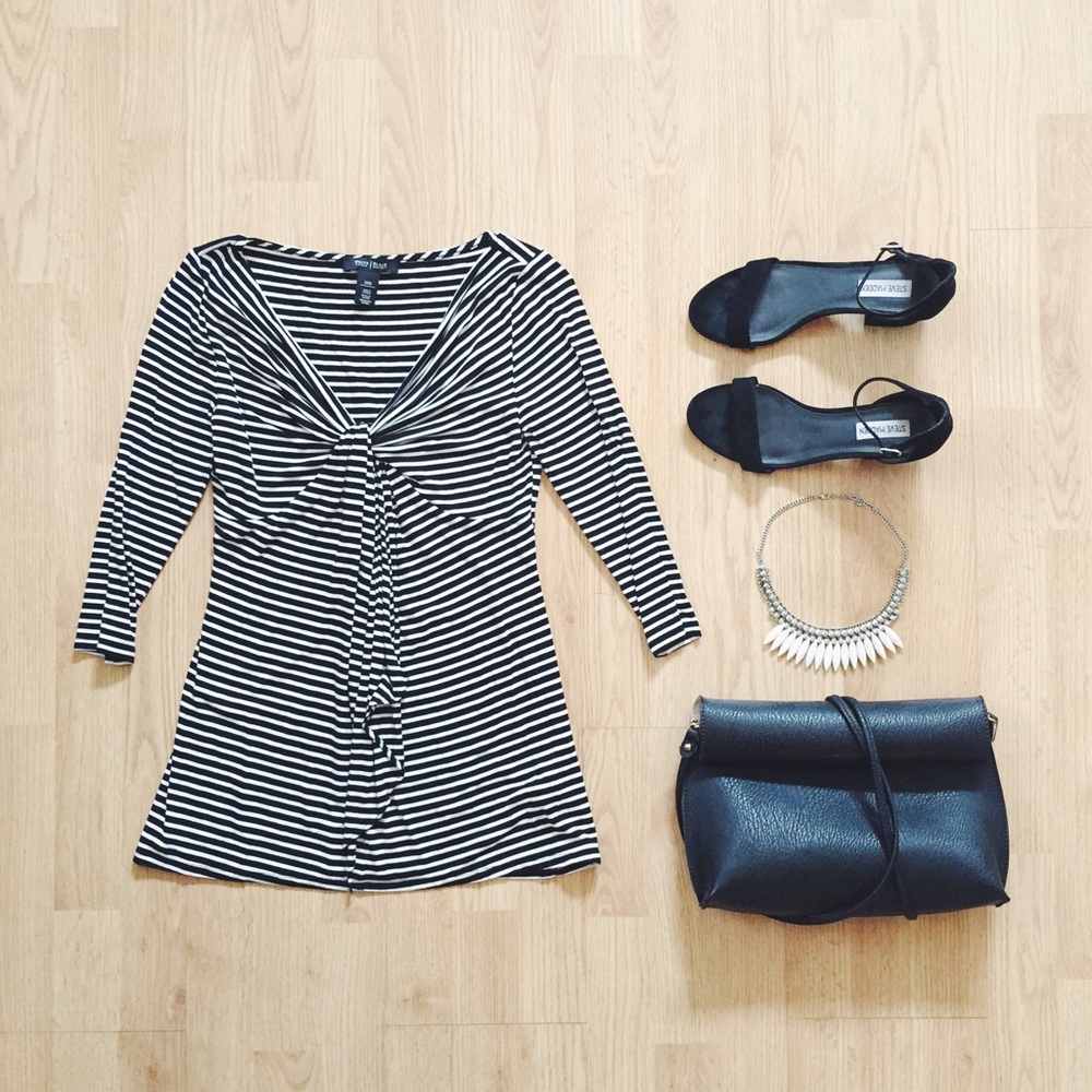 White House Black Market Draped Striped Top | Size XXS